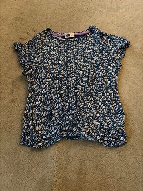 SO Navy Floral Short Sleeve Blouse